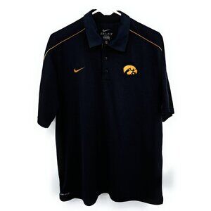 Nike Iowa Hawkeyes Dri-Fit Polo Shirt Men’s Size L Black Logo